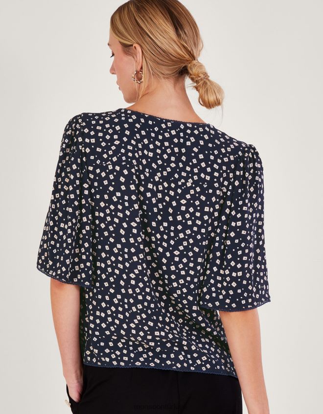 Monsoon kadınlar rory işlemeli çay üstü JH86BT171 Giyim Mavi Donanma)