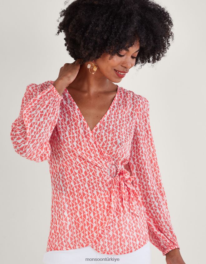 Monsoon kadınlar sürdürülebilir viskondan dorit anvelop üst JH86BT995 Giyim turuncu