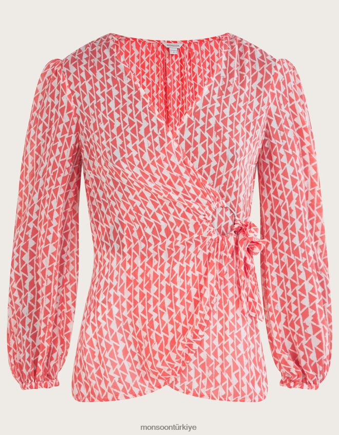 Monsoon kadınlar sürdürülebilir viskondan dorit anvelop üst JH86BT995 Giyim turuncu