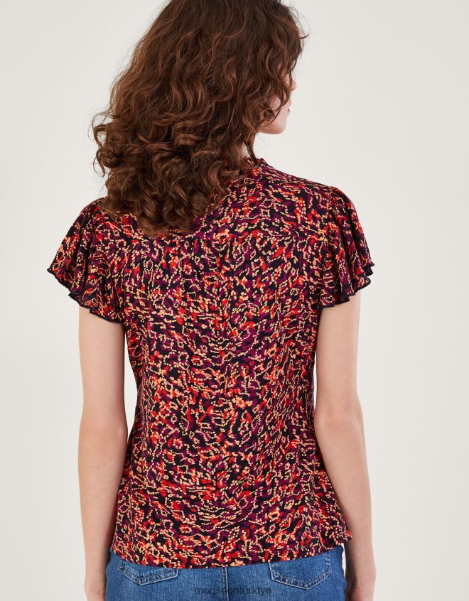 Monsoon kadınlar süslenmiş baskılı jarse üst JH86BT86 Giyim kırmızı