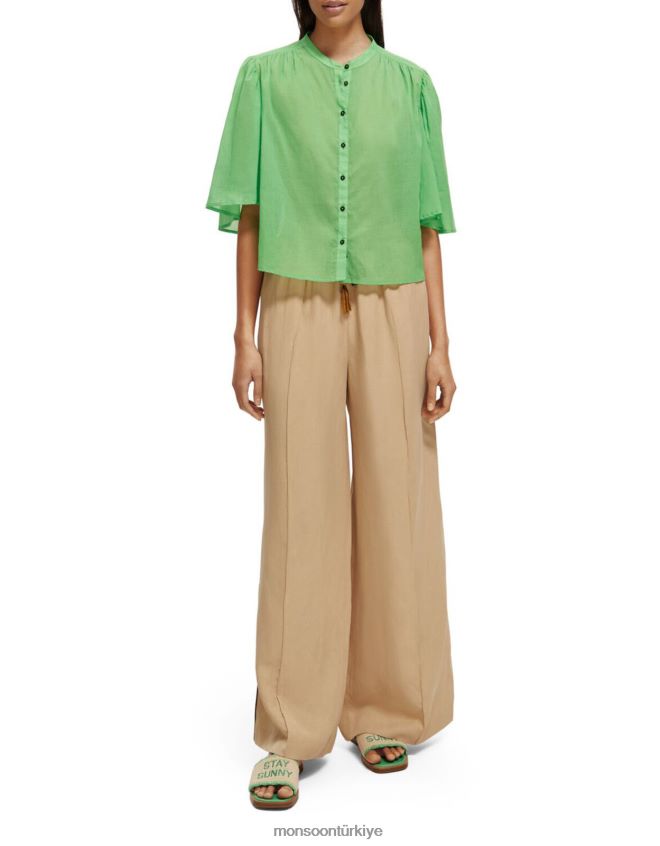 Monsoon kadınlar viski ve soda çarpıntı kollu gömlek JH86BT582 Giyim yeşil