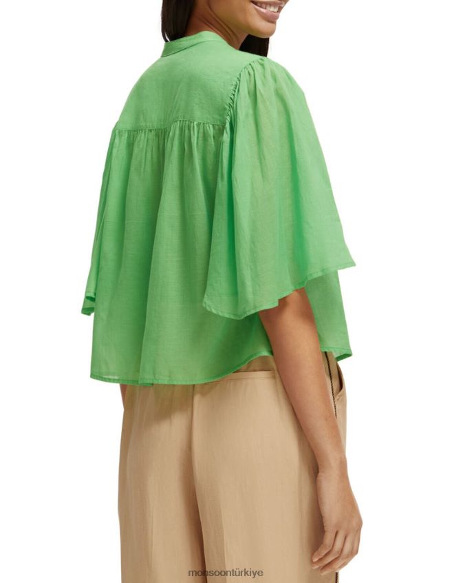 Monsoon kadınlar viski ve soda çarpıntı kollu gömlek JH86BT582 Giyim yeşil