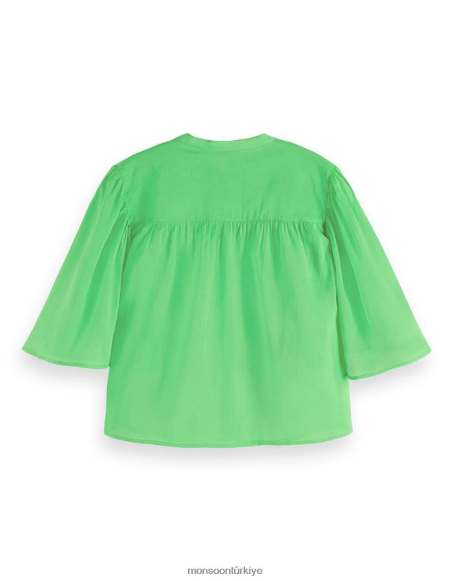 Monsoon kadınlar viski ve soda çarpıntı kollu gömlek JH86BT582 Giyim yeşil