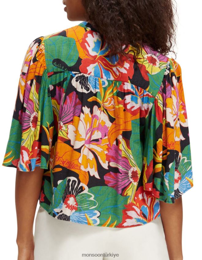 Monsoon kadınlar viski ve soda çarpıntı kollu gömlek JH86BT958 Giyim çok