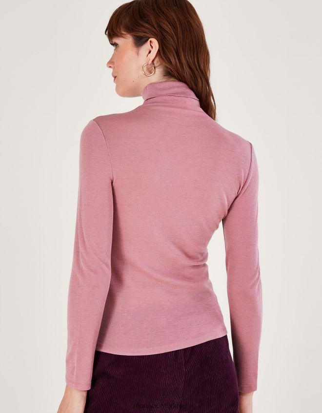 Monsoon kadınlar yün polo yaka üst JH86BT144 Giyim pembe