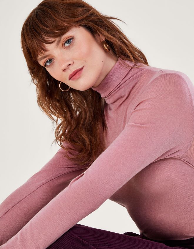 Monsoon kadınlar yün polo yaka üst JH86BT144 Giyim pembe