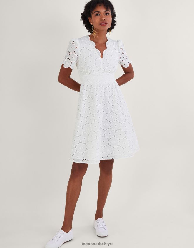Monsoon kadınlar polly broderie elbise JH86BT1073 Giyim fildişi