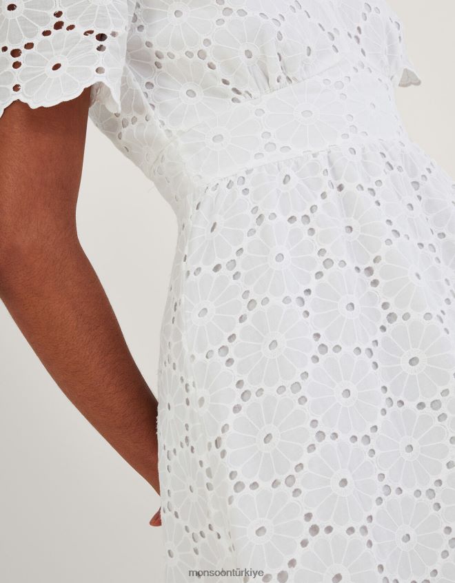 Monsoon kadınlar polly broderie elbise JH86BT1073 Giyim fildişi