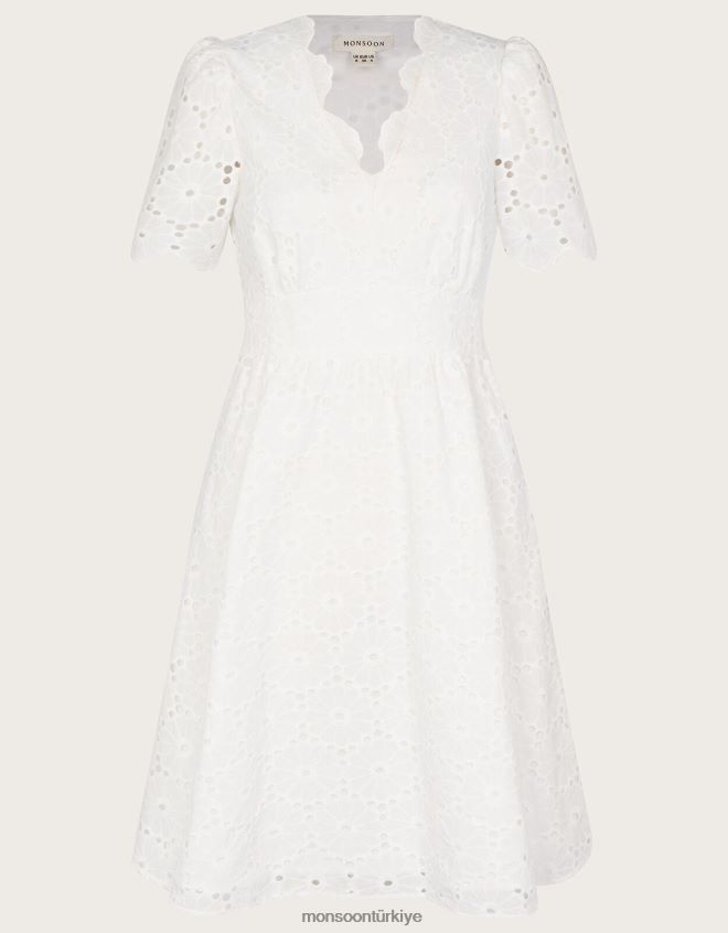 Monsoon kadınlar polly broderie elbise JH86BT1073 Giyim fildişi