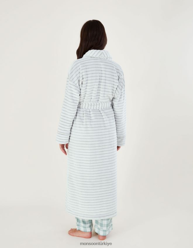 Monsoon kadınlar şerit dokulu sabahlık JH86BT815 Giyim gri