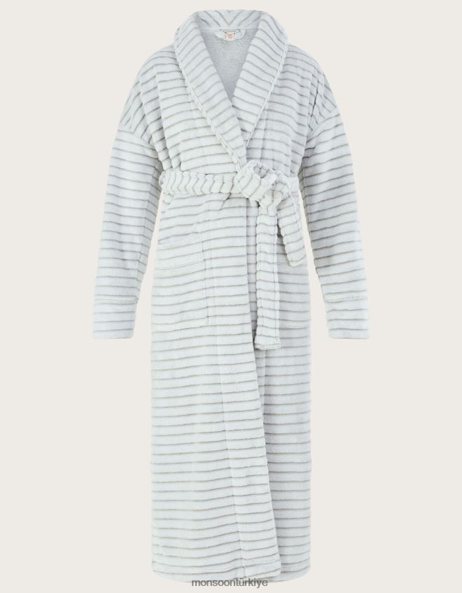 Monsoon kadınlar şerit dokulu sabahlık JH86BT815 Giyim gri