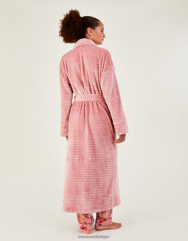 Monsoon kadınlar şerit dokulu sabahlık JH86BT950 Giyim pembe gül)