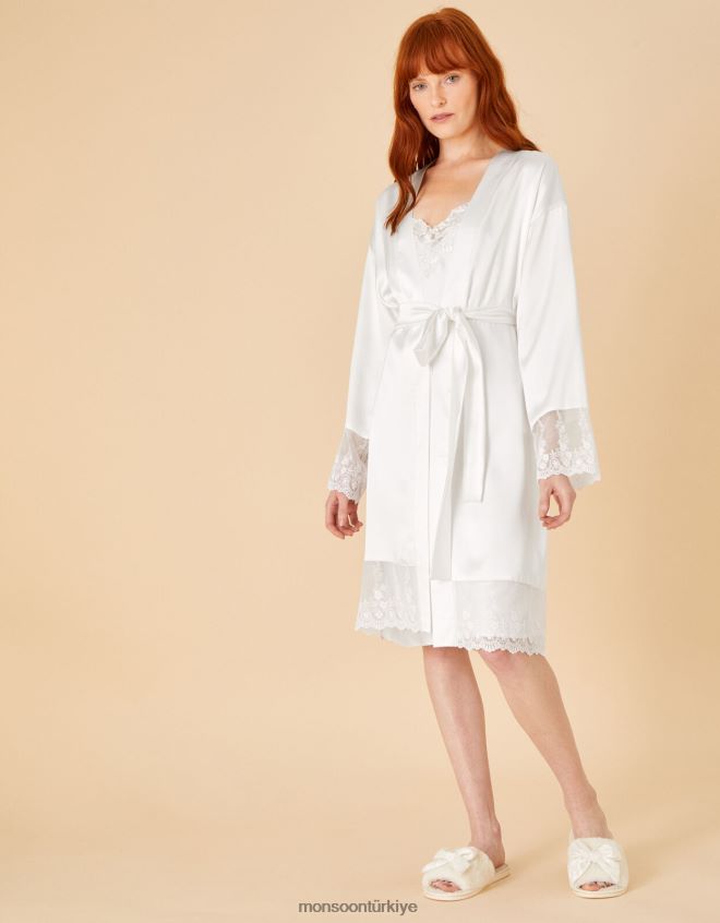 Monsoon kadınlar gelin danteli saten elbise JH86BT889 Giyim fildişi