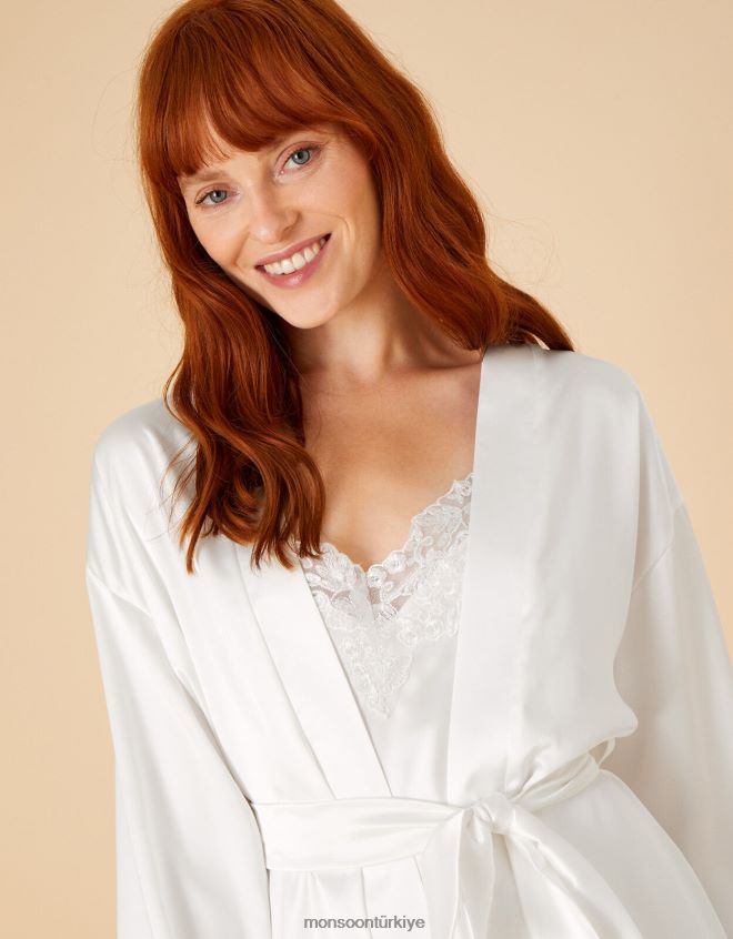 Monsoon kadınlar gelin danteli saten elbise JH86BT889 Giyim fildişi