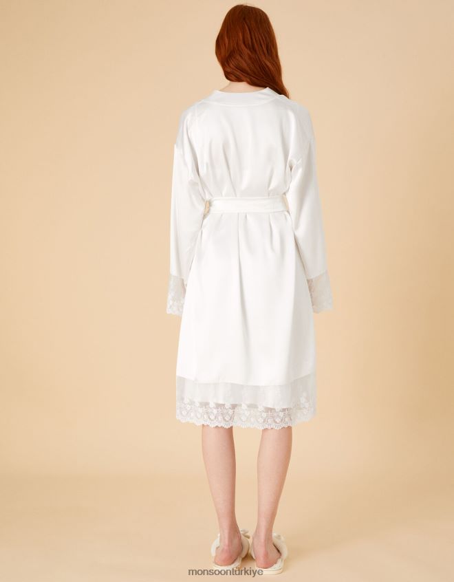 Monsoon kadınlar gelin danteli saten elbise JH86BT889 Giyim fildişi