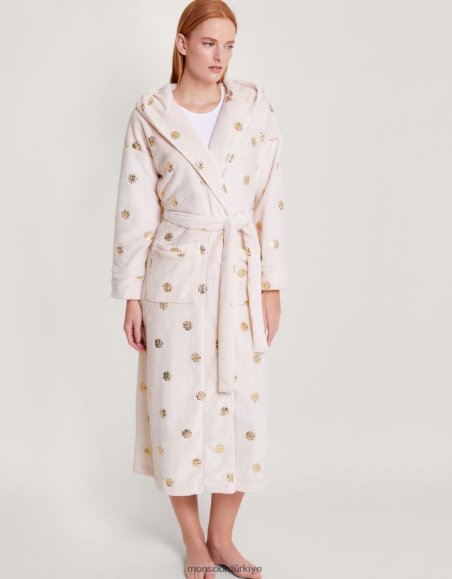 Monsoon kadınlar spot folyo kapüşonlu sabahlık JH86BT462 Giyim fildişi