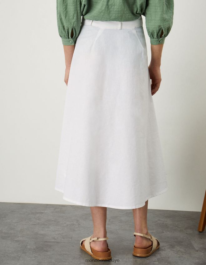 Monsoon kadınlar Sürdürülebilir pamuktan sahte düğmeli midi etek JH86BT878 Giyim beyaz