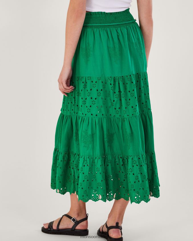 Monsoon kadınlar broderie katmanlı etek JH86BT757 Giyim yeşil
