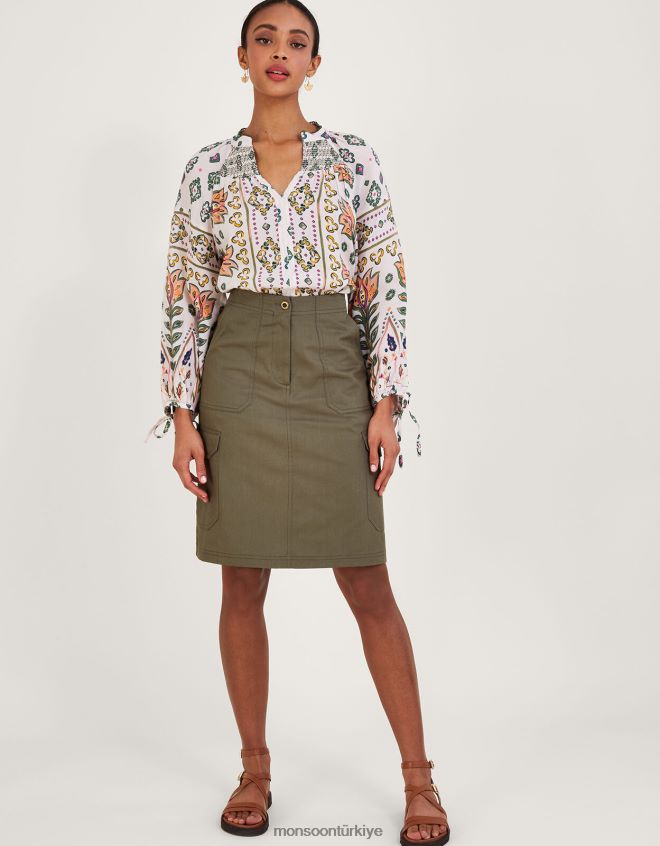 Monsoon kadınlar düz uzun askı kargo eteği JH86BT998 Giyim yeşil (haki)