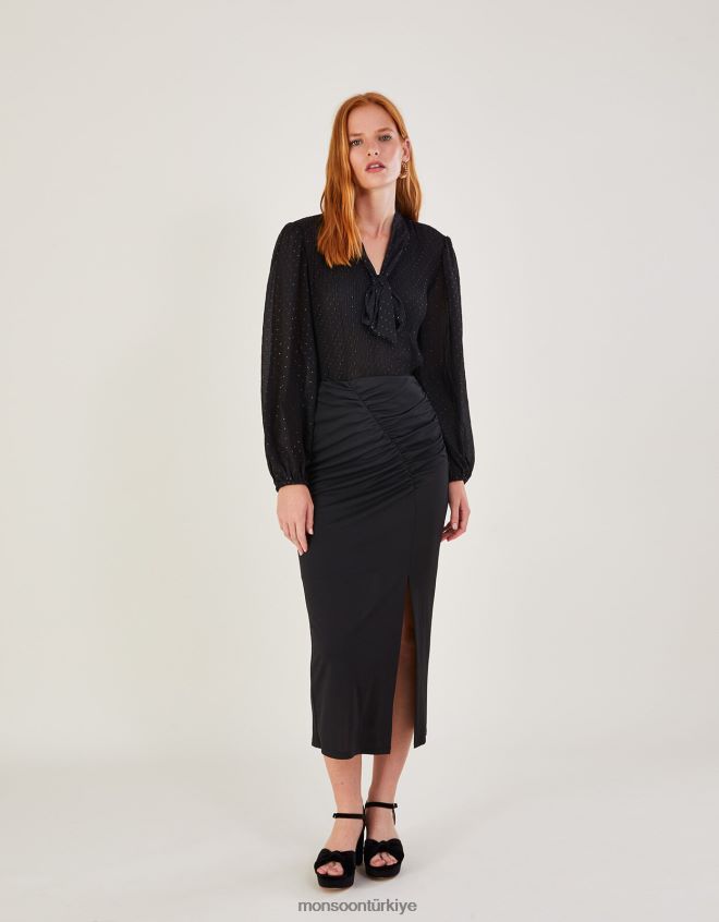 Monsoon kadınlar dantelli krep jarse etek JH86BT463 Giyim siyah