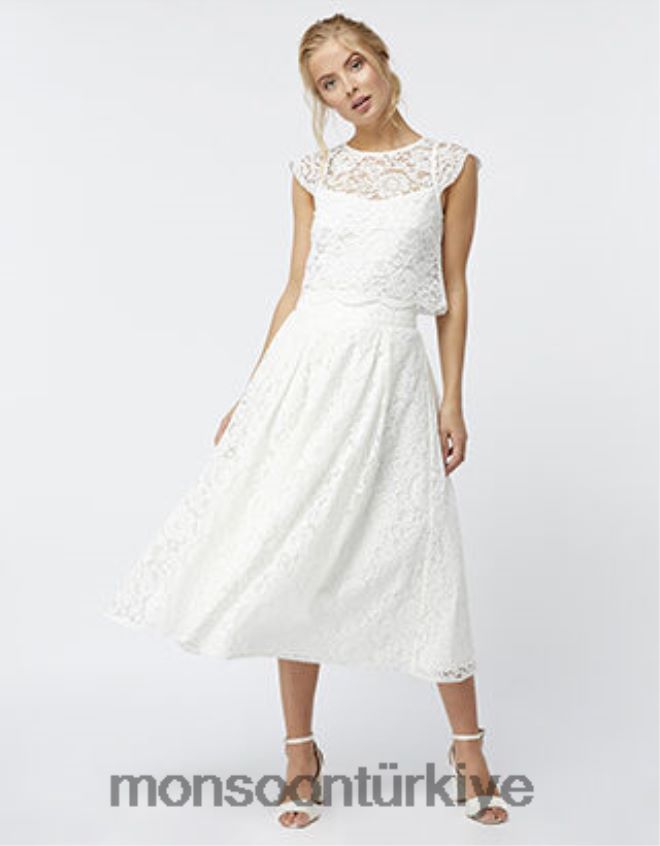 Monsoon kadınlar delilah dantel etek JH86BT1174 Giyim fildişi