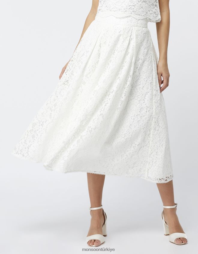 Monsoon kadınlar delilah dantel etek JH86BT1174 Giyim fildişi