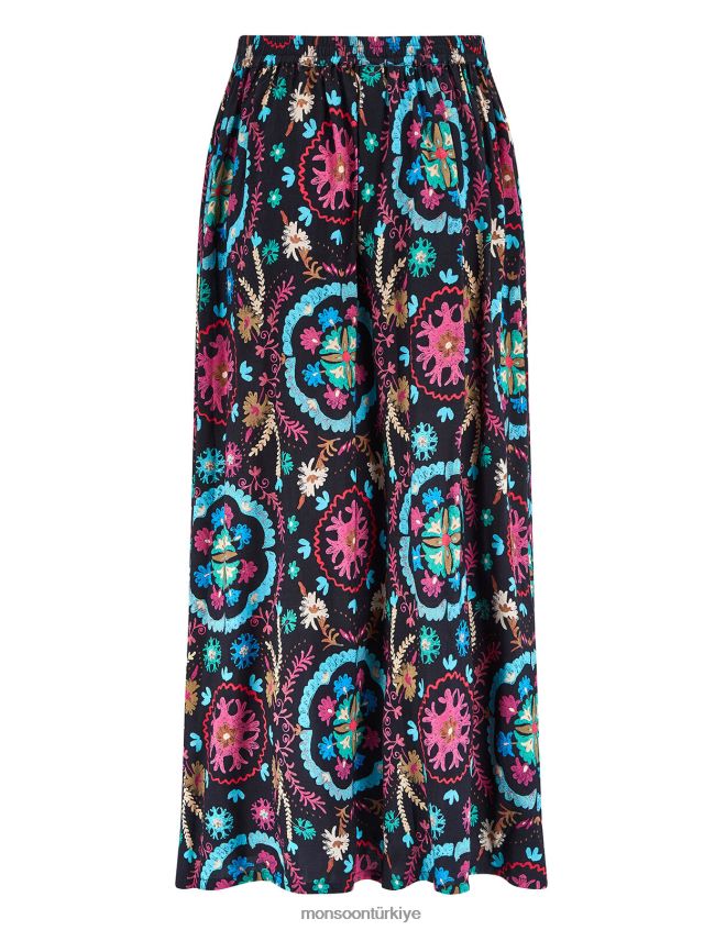 Monsoon kadınlar doğu preeti desenli etek JH86BT457 Giyim siyah