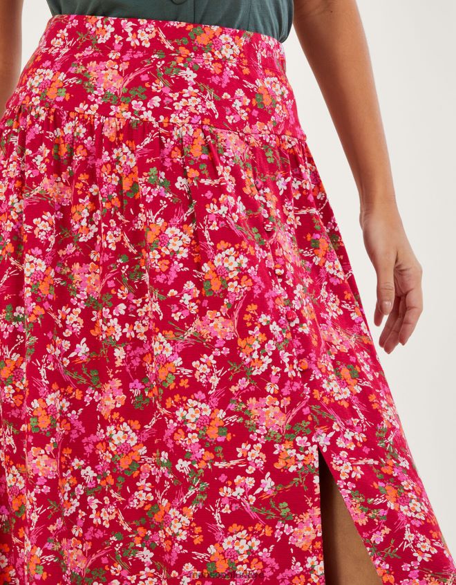 Monsoon kadınlar keten karışımlı küçük çiçek desenli etek JH86BT261 Giyim kırmızı