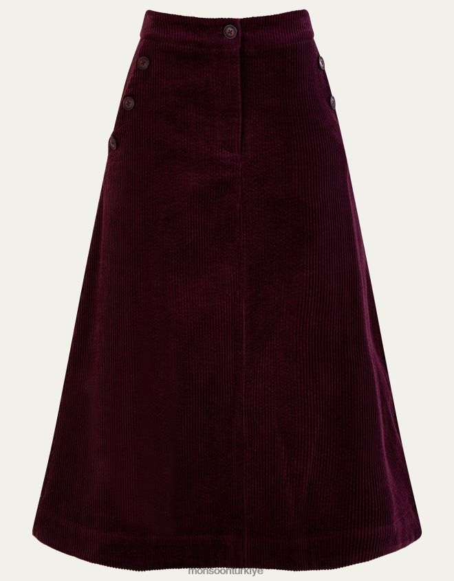 Monsoon kadınlar kordon midi etek JH86BT128 Giyim mor (erik)