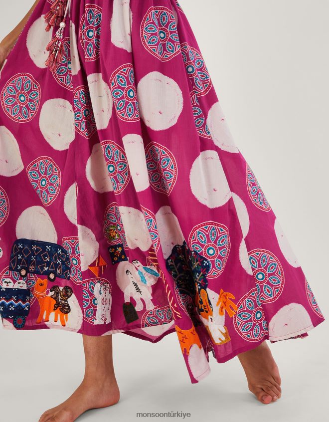 Monsoon kadınlar sunana batik işlemeli mendil etek JH86BT581 Giyim pembe
