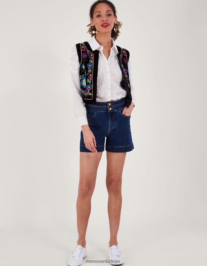 Monsoon kadınlar aplik detaylı düğmeli bluz JH86BT195 Giyim fildişi