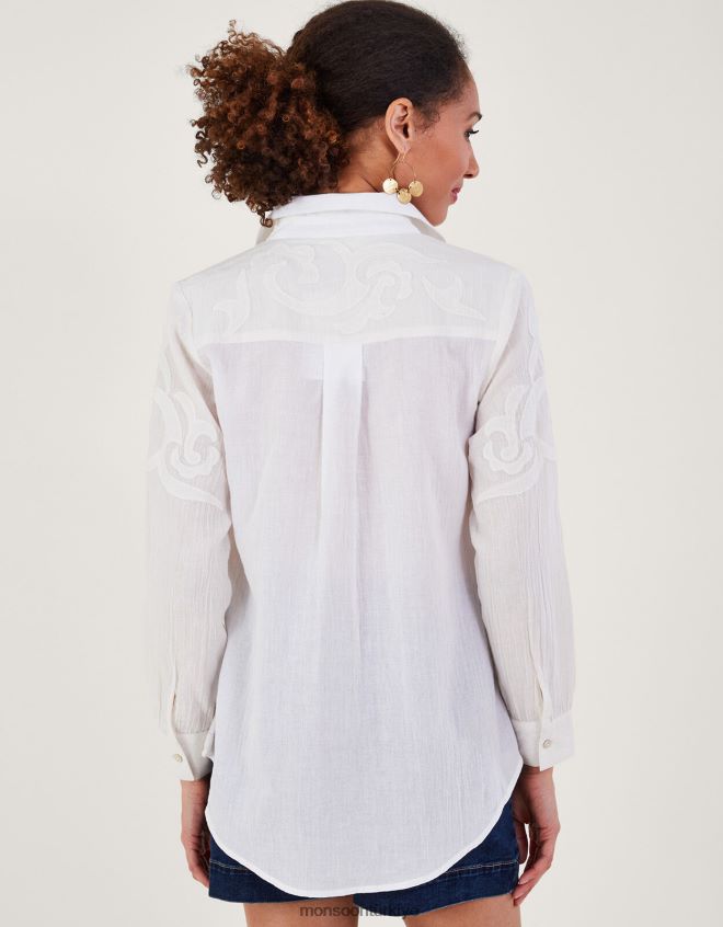 Monsoon kadınlar aplik detaylı düğmeli bluz JH86BT195 Giyim fildişi