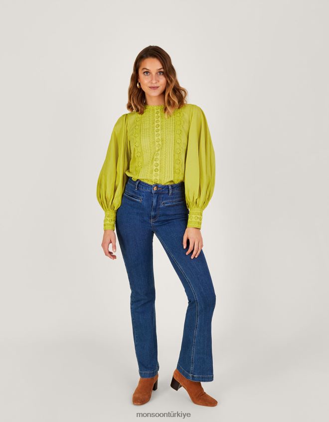 Monsoon kadınlar arlo dantel detaylı bluz JH86BT1090 Giyim sarı (koyu sarı)