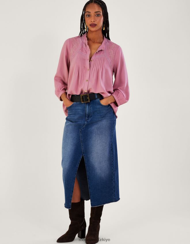 Monsoon kadınlar dantel detaylı bluz JH86BT163 Giyim mor (leylak)