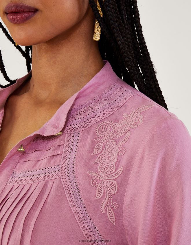 Monsoon kadınlar dantel detaylı bluz JH86BT163 Giyim mor (leylak)