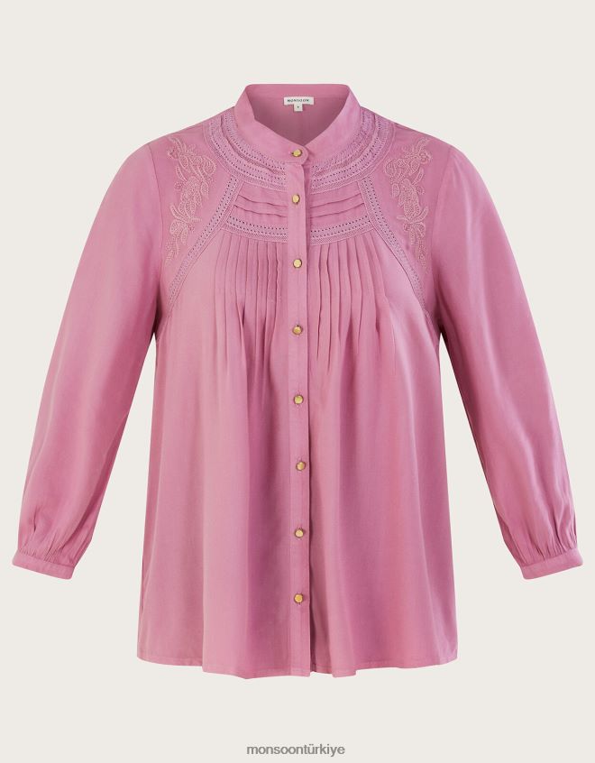 Monsoon kadınlar dantel detaylı bluz JH86BT163 Giyim mor (leylak)