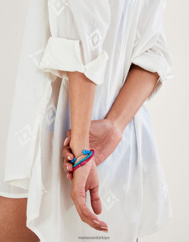 Monsoon kadınlar elmas işlemeli plaj gömleği JH86BT2778 Giyim beyaz