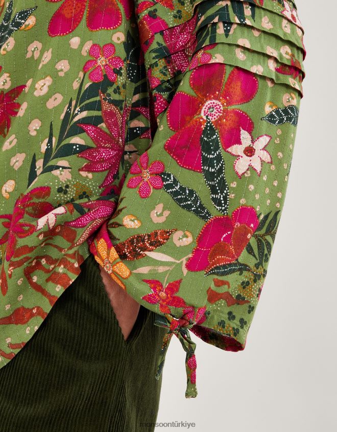 Monsoon kadınlar çiçek desenli bluz JH86BT82 Giyim yeşil