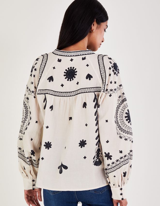 Monsoon kadınlar çiçekli bluz JH86BT43 Giyim fildişi