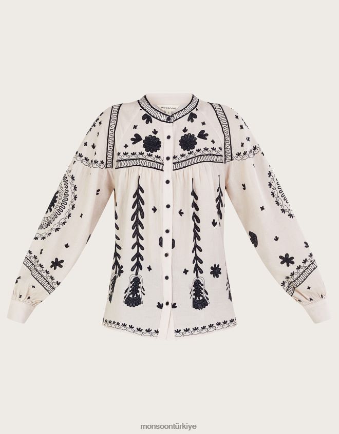 Monsoon kadınlar çiçekli bluz JH86BT43 Giyim fildişi