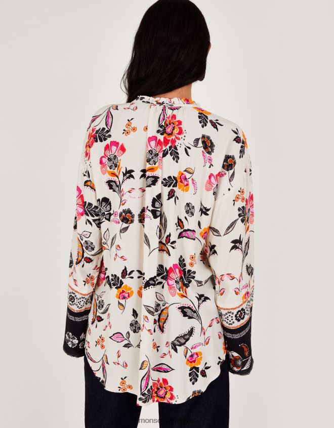 Monsoon kadınlar çiçekli gömlek JH86BT27 Giyim fildişi