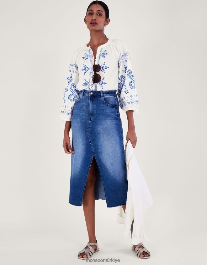 Monsoon kadınlar işlemeli gömlek JH86BT192 Giyim beyaz