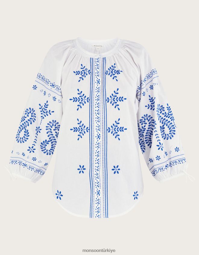 Monsoon kadınlar işlemeli gömlek JH86BT192 Giyim beyaz