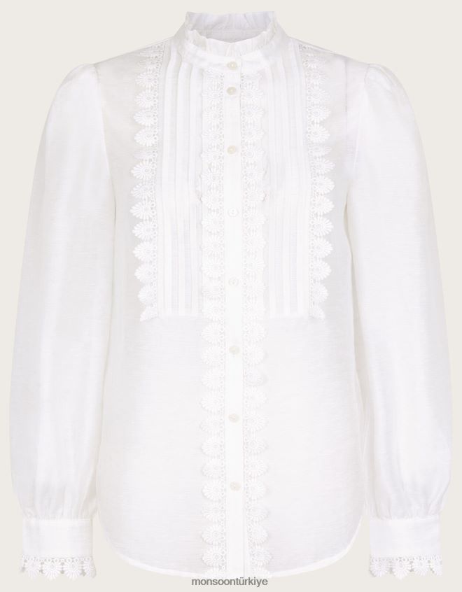 Monsoon kadınlar iva dantelli bluz JH86BT908 Giyim fildişi