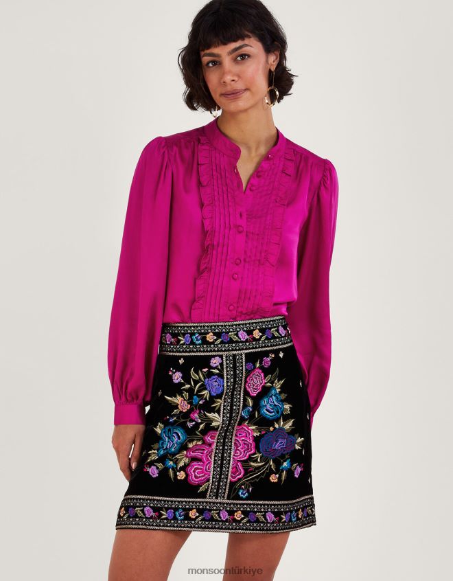 Monsoon kadınlar lana fırfırlı bluz JH86BT66 Giyim pembe