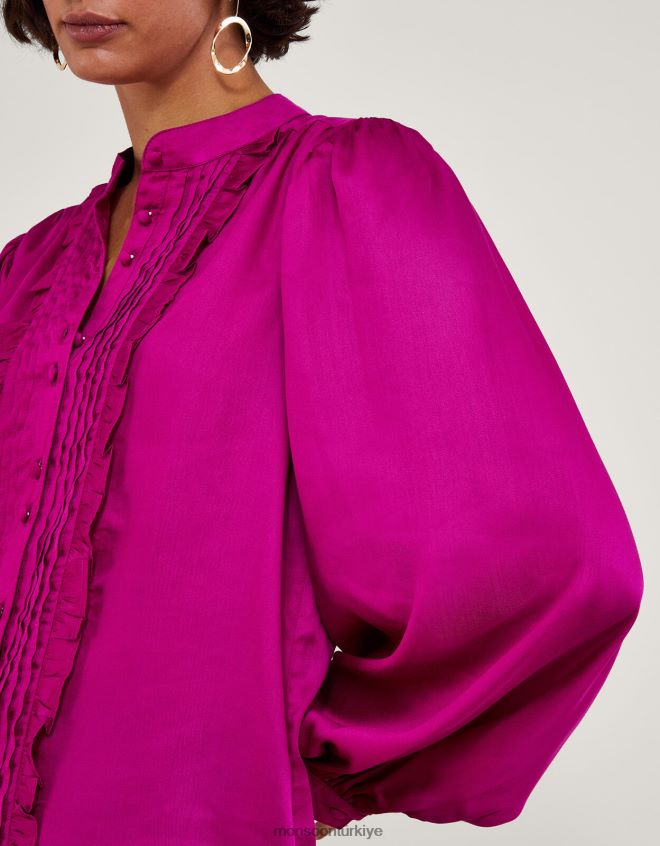 Monsoon kadınlar lana fırfırlı bluz JH86BT66 Giyim pembe