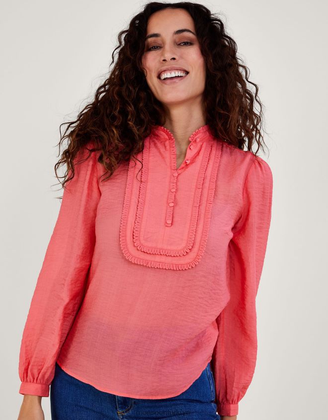 Monsoon kadınlar liz dokulu önlük sade bluz JH86BT593 Giyim turuncu (mercan)