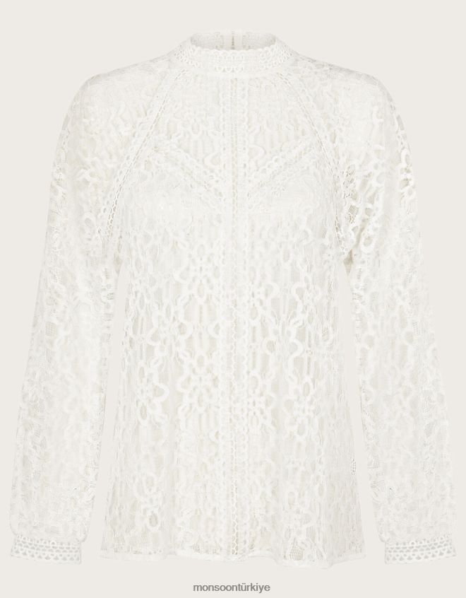 Monsoon kadınlar merritt dantel bluz JH86BT182 Giyim fildişi