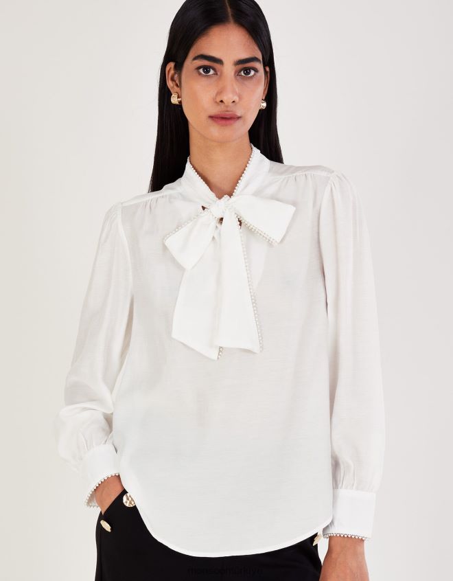 Monsoon kadınlar polly fiyonklu bluz JH86BT106 Giyim fildişi