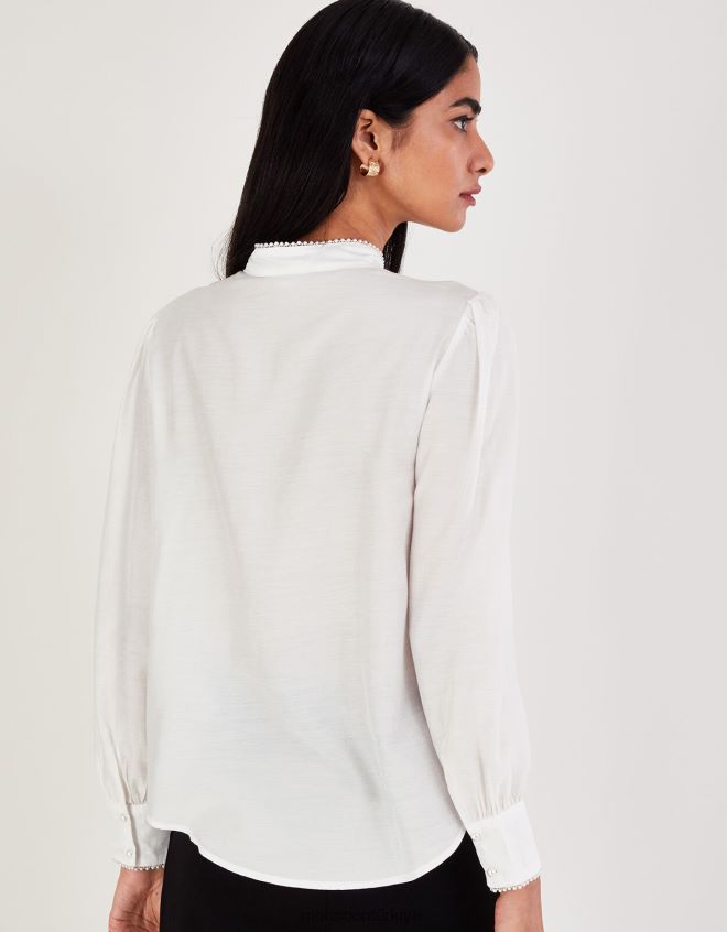 Monsoon kadınlar polly fiyonklu bluz JH86BT106 Giyim fildişi